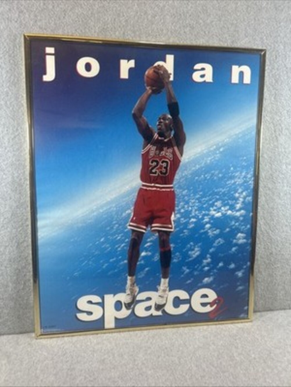 Vintage 1995 Michael Jordan Space 2 Framed Poster 16 x 20 Chicago Bulls Costacos